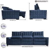 Sofá Retrátil e Reclinável 3,55m Cama inBox Big Star com SoftGel D40 Velupluma Azul - 2