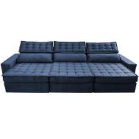 Sofá Retrátil e Reclinável 3,55m Cama inBox Big Star com SoftGel D40 Velupluma Azul - 5