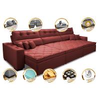 Sofá Retrátil e Reclinável 3,52m Austin com Molas no Assento Tecido Suede Velusoft Vermelho - 3