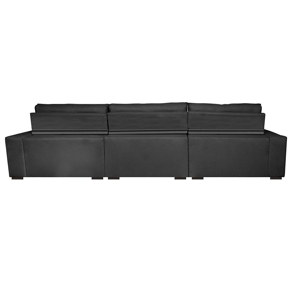 Sofá Retrátil e Reclinável 3,52m Austin com Molas no Assento Tecido Suede Velusoft Preto - 6