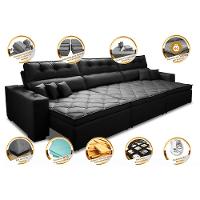 Sofá Retrátil e Reclinável 3,52m Austin com Molas no Assento Tecido Suede Velusoft Preto - 3