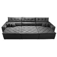 Sofá Retrátil e Reclinável 3,52m Austin com Molas no Assento Tecido Suede Velusoft Preto - 5