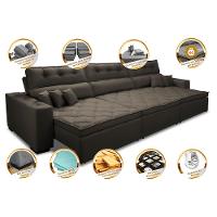 Sofá Retrátil e Reclinável 3,52m Austin com Molas no Assento Tecido Suede Velusoft Café - 3