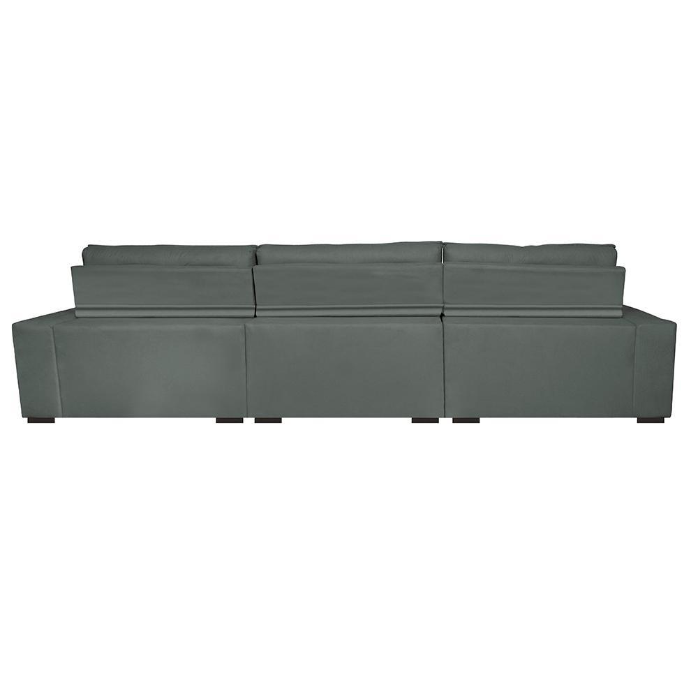 Sofá Retrátil e Reclinável 3,52m Austin com Molas no Assento Tecido Suede Velusoft Cinza - 6