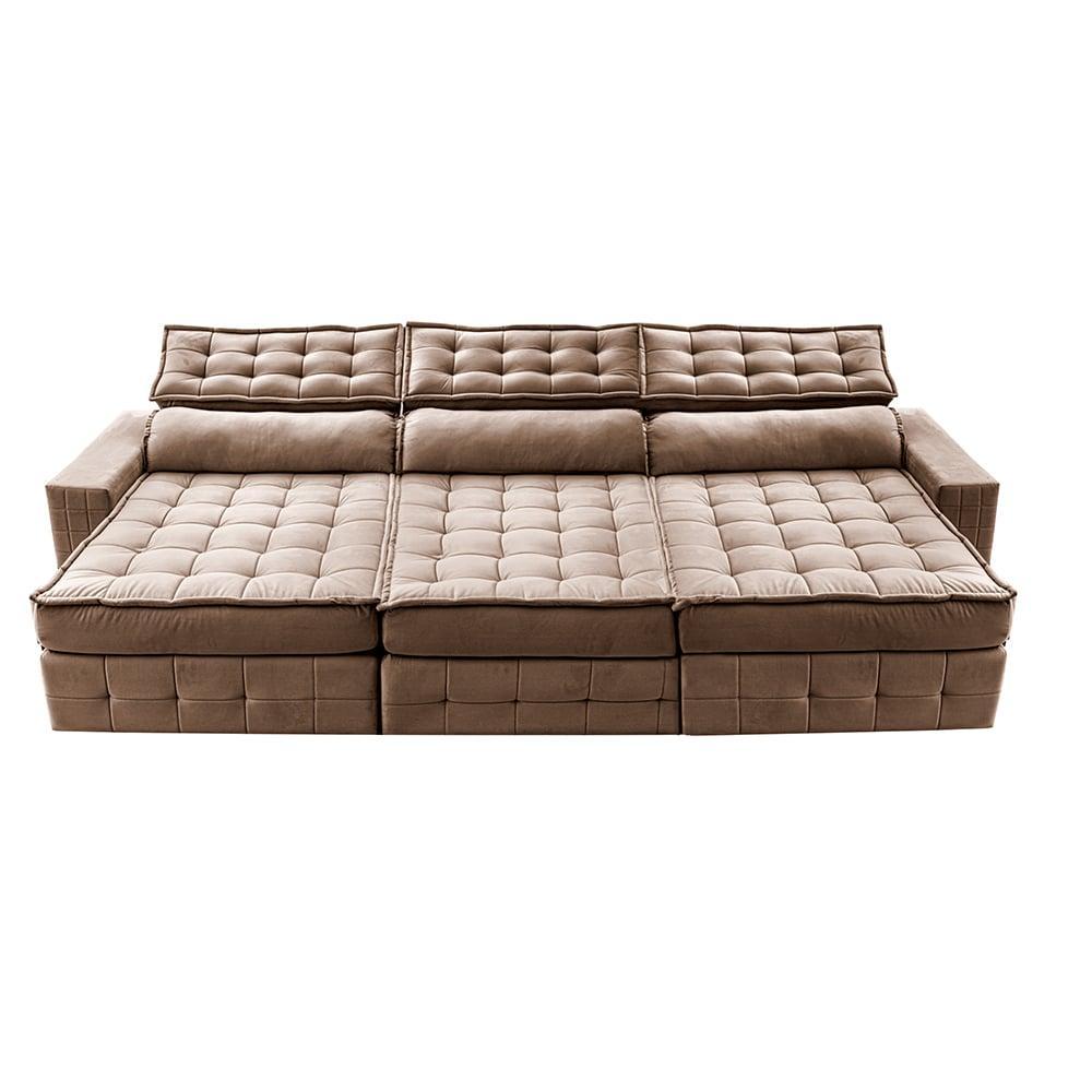 Sofá Retrátil e Reclinável 3,55m Cama inBox Big Puffer com SoftGel D40 Velupluma Castor - 5