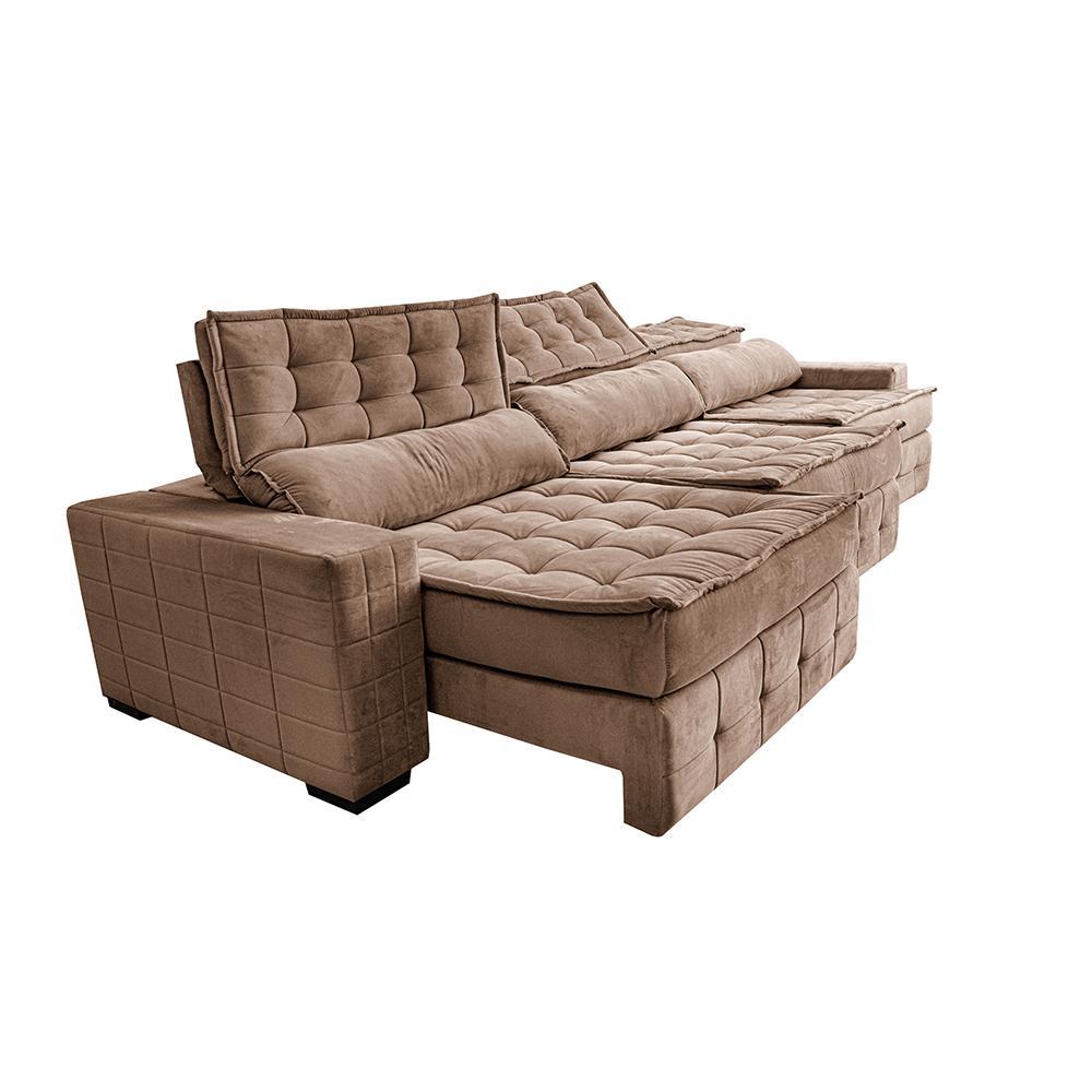 Sofá Retrátil e Reclinável 3,55m Cama inBox Big Puffer com SoftGel D40 Velupluma Castor - 7
