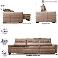 Sofá Retrátil e Reclinável 3,55m Cama inBox Big Puffer com SoftGel D40 Velupluma Castor - 2