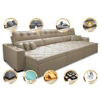 Sofá Retrátil e Reclinável 3,52m Austin com Molas no Assento Tecido Suede Velusoft Bege - 3