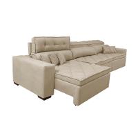 Sofá Retrátil e Reclinável 3,52m Austin com Molas no Assento Tecido Suede Velusoft Bege - 7