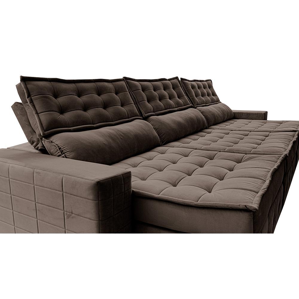 Sofá Retrátil e Reclinável 3,55m Cama inBox Big Puffer com SoftGel D40 Velupluma Café - 4