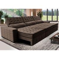 Sofá Retrátil e Reclinável 3,55m Cama inBox Big Puffer com SoftGel D40 Velupluma Café - 1