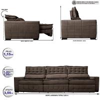 Sofá Retrátil e Reclinável 3,55m Cama inBox Big Puffer com SoftGel D40 Velupluma Café - 2