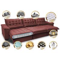 Sofá Retrátil e Reclinável 3,22m com Molas Ensacadas Cama inBox Aconchego Tecido Suede Vermelho - 3