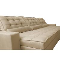 Sofá Retrátil e Reclinável 3,82m com Molas Ensacadas Cama Inbox Gold Tecido Suede Velusoft Bege