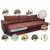 Sofá Retrátil e Reclinável 3,82m com Molas Ensacadas Cama inBox Aconchego Tecido Velusoft Vermelho - 3