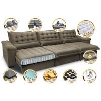 Sofá Retrátil e Reclinável 3,82m com Molas Ensacadas Cama inBox Aconchego Tecido Velusoft Castor - 3