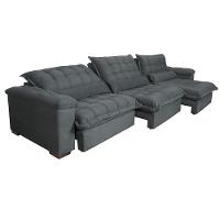 Sofá Retrátil e Reclinável 3,82m com Molas Ensacadas Cama inBox Aconchego Tecido Velusoft Cinza - 8