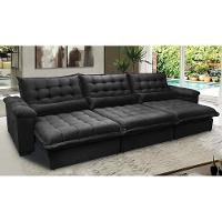 Sofá Retrátil e Reclinável 3,82m com Molas Ensacadas Cama inBox Aconchego Tecido Velusoft Preto - 1