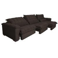 Sofá Retrátil e Reclinável 3,82m com Molas Ensacadas Cama inBox Aconchego Tecido Velusoft Café - 7