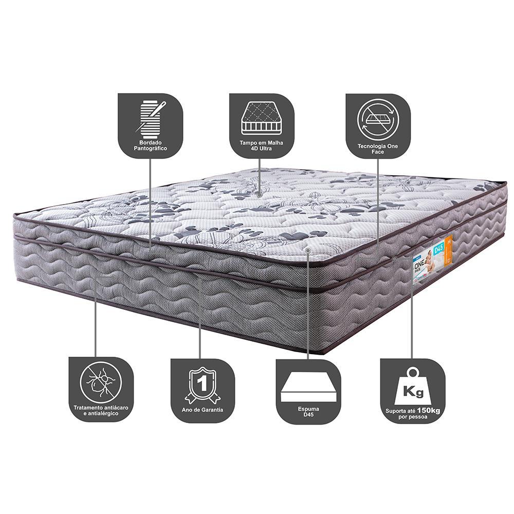 Colchão King OrtoFirm 193x203x28 One Face Espuma D45 Cinza - 3