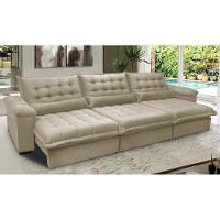 Sofá Retrátil e Reclinável 3,82m com Molas Ensacadas Cama inBox Aconchego Tecido Velusoft Bege - 1