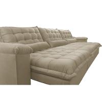 Sofá Retrátil e Reclinável 3,82m com Molas Ensacadas Cama inBox Aconchego Tecido Velusoft Bege