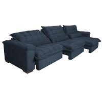Sofá Retrátil e Reclinável 3,82m com Molas Ensacadas Cama inBox Aconchego Tecido Velusoft Azul - 7