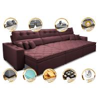 Sofá Retrátil e Reclinável 3,82m Austin com Molas no Assento Tecido Suede Velusoft Vinho - 3