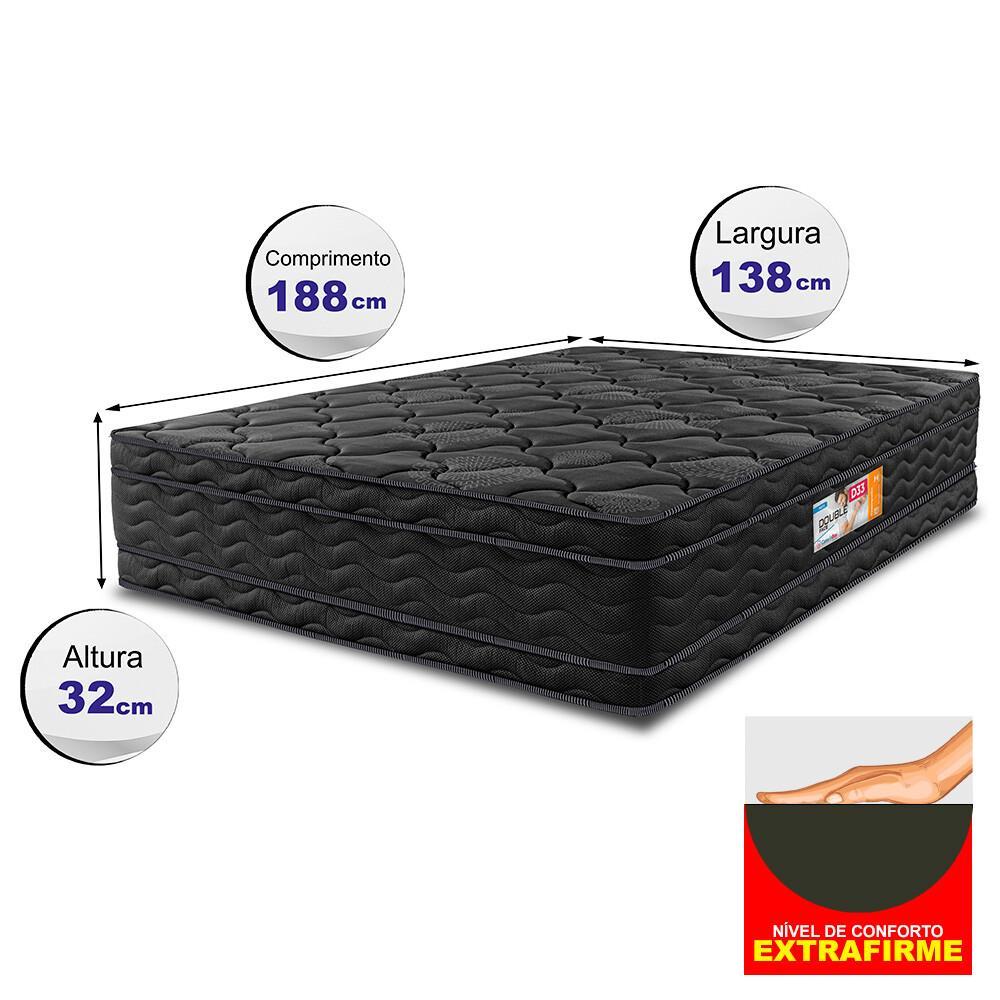 Colchão Casal OrtoFirm Black 138x188x32 Double Face Espuma D33 Preto - 2