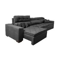 Sofá Retrátil e Reclinável 3,82m Austin com Molas no Assento Tecido Suede Velusoft Preto - 7