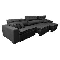 Sofá Retrátil e Reclinável 3,82m Austin com Molas no Assento Tecido Suede Velusoft Preto - 8