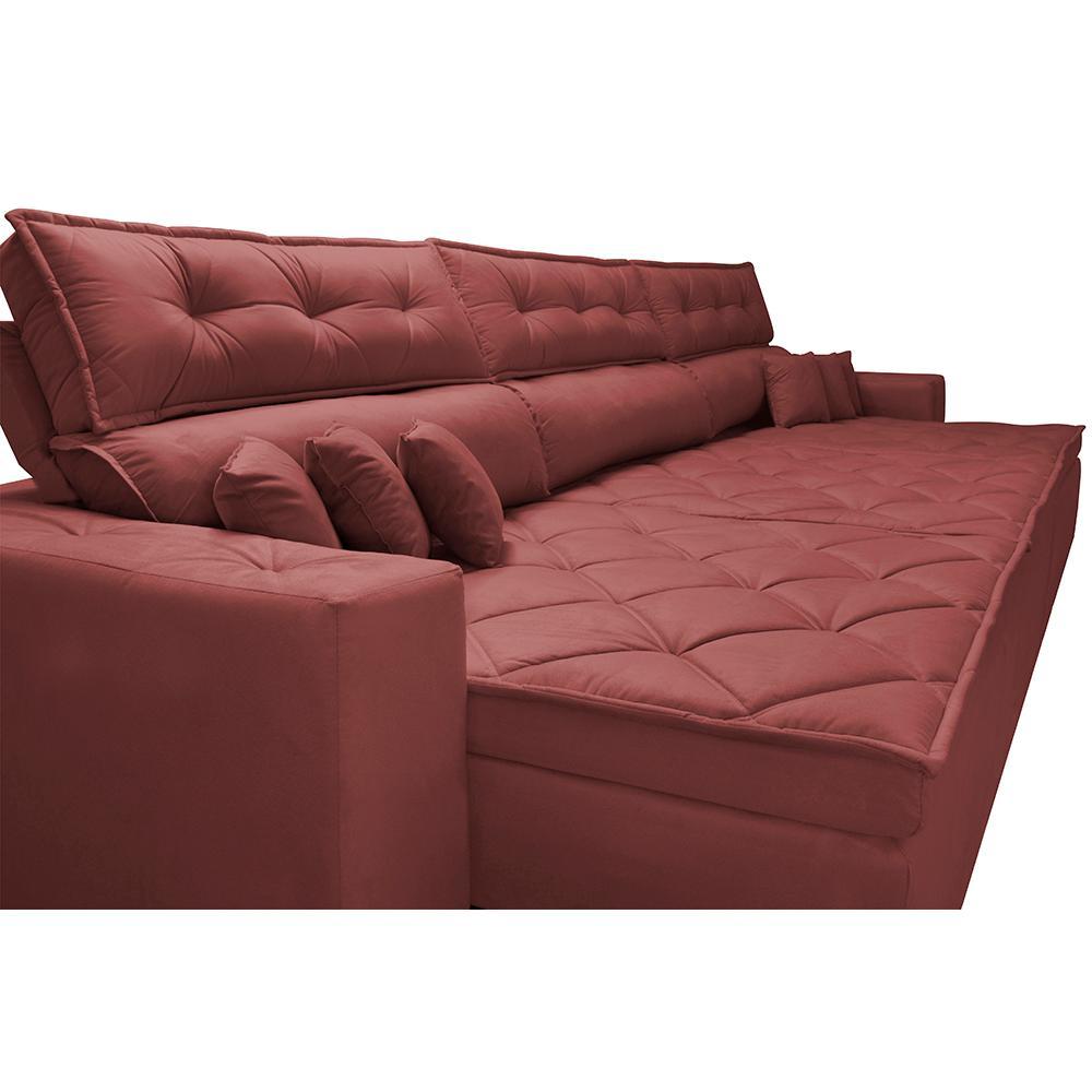 Sofá Retrátil e Reclinável 3,82m Austin com Molas no Assento Tecido Suede Velusoft Vermelho - 4