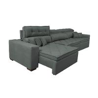 Sofá Retrátil e Reclinável 3,82m Austin com Molas no Assento Tecido Suede Velusoft Cinza - 7