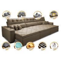Sofá Retrátil e Reclinável 3,82m Austin com Molas no Assento Tecido Suede Velusoft Castor - 3