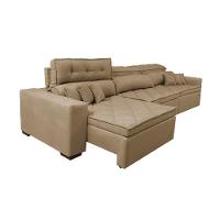 Sofá Retrátil e Reclinável 3,82m Austin com Molas no Assento Tecido Suede Velusoft Castor - 7