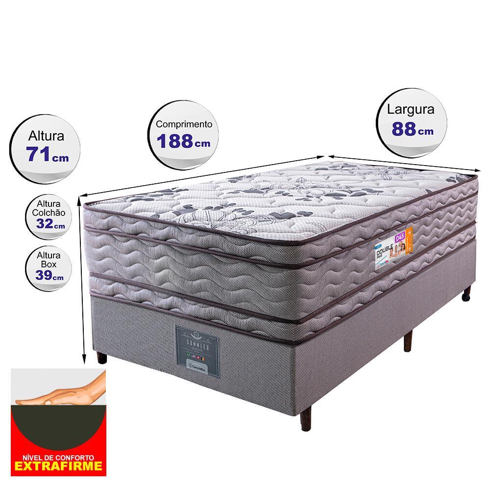 Cama Box Solteiro Colchão OrtoFirm + Box 88x188x71 Double Face Espuma D45 Cinza - 2