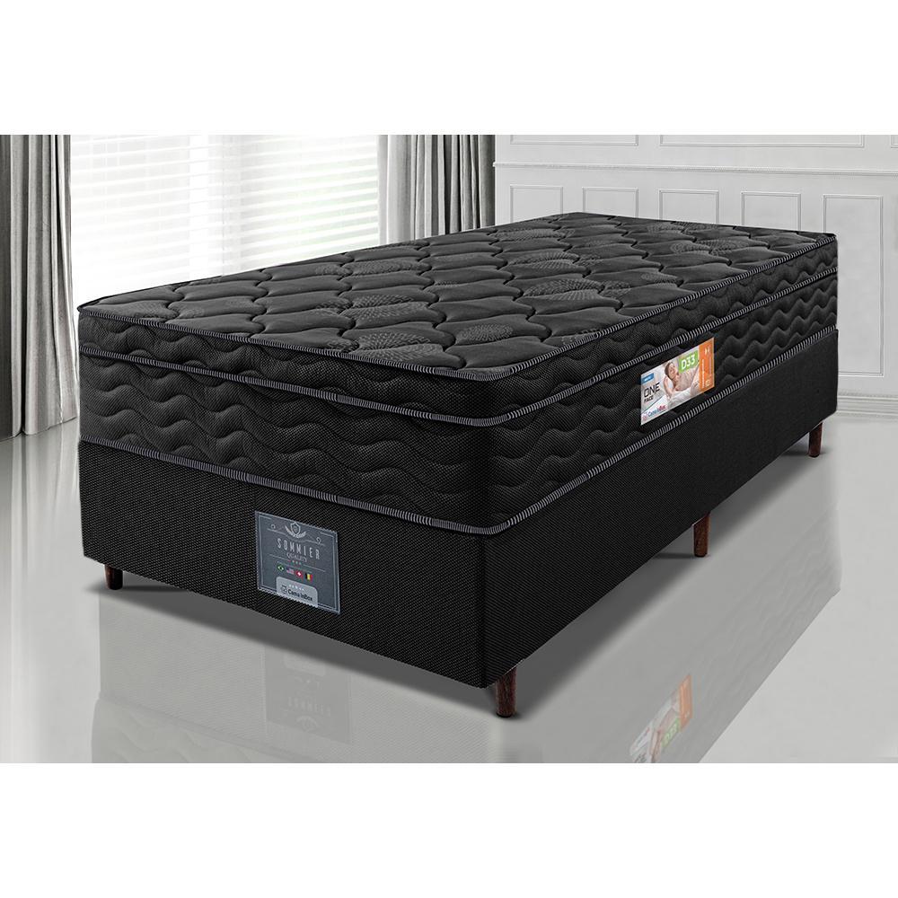 Cama Box Solteiro Colchão OrtoFirm Black + Box 88x188x67 One Face Espuma D33 Preto - 1
