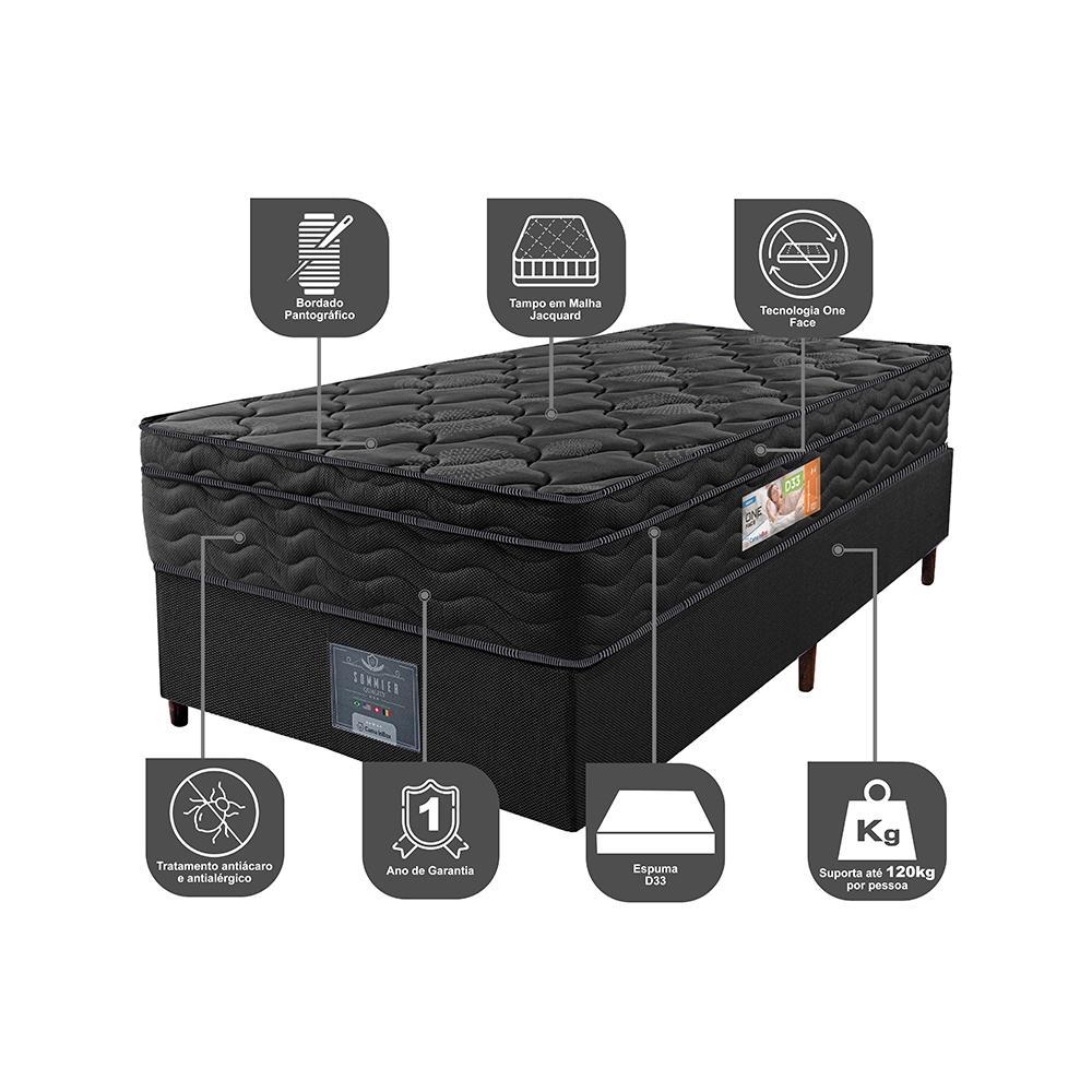 Cama Box Solteiro Colchão OrtoFirm Black + Box 88x188x67 One Face Espuma D33 Preto - 3