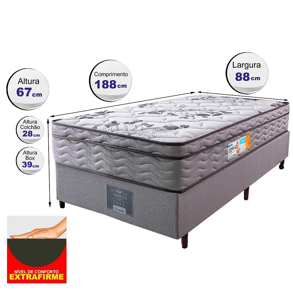 Cama Box Solteiro Colchão OrtoFirm + Box 88x188x67 One Face Espuma D45 Cinza - 2