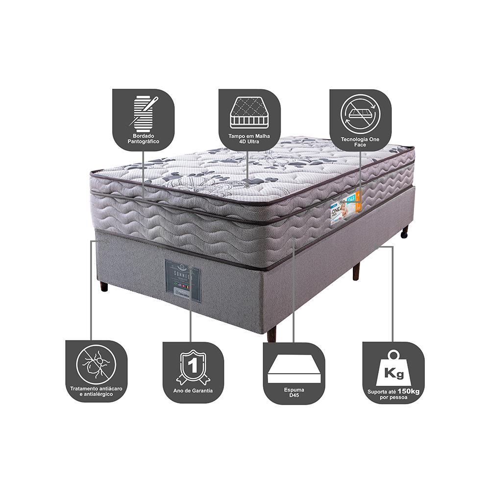 Cama Box Solteiro Colchão OrtoFirm + Box 88x188x67 One Face Espuma D45 Cinza - 3