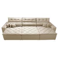 Sofá Retrátil e Reclinável 3,82m Austin com Molas no Assento Tecido Suede Velusoft Bege - 5