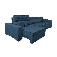 Sofá Retrátil e Reclinável 3,82m Austin com Molas no Assento Tecido Suede Velusoft Azul - 7