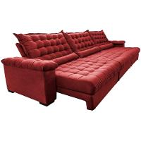 Sofá Retrátil e Reclinável 3,55m Molas Ensacadas Cama inBox Big Space com Bordado Velusoft Vermelho - 8