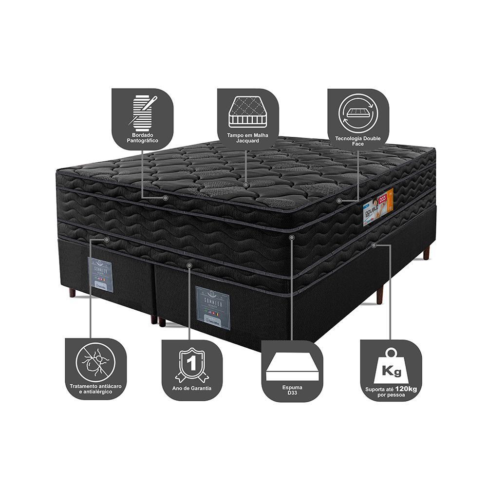 Cama Box Queen Colchão OrtoFirm Black + Box 158x198x71 Double Face Espuma D33 Preto - 3