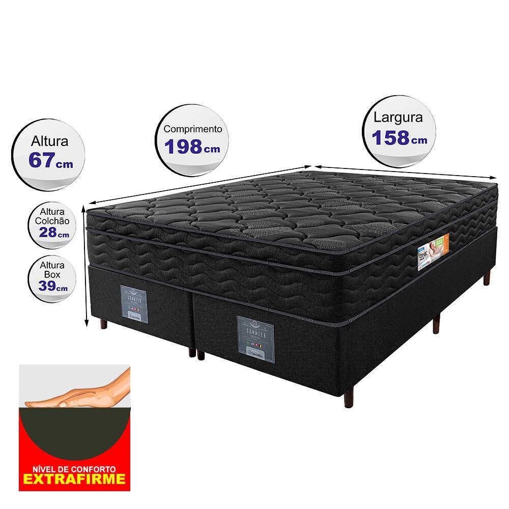Cama Box Queen Colchão OrtoFirm Black + Box 158x198x67 One Face Espuma D33 Preto - 2