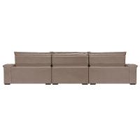 Sofá Retrátil e Reclinável 4,15m Molas Ensacadas Cama inBox Big Space com Bordado 3D Velusoft Bege - 6
