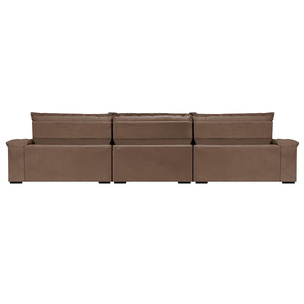 Sofá Retrátil e Reclinável 4,15m Molas Ensacadas Cama inBox Big Space com Bordado 3D Velusoft Castor - 6