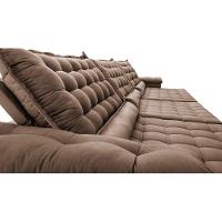 Sofá Retrátil e Reclinável 4,15m Molas Ensacadas Cama inBox Big Space com Bordado 3D Velusoft Castor
