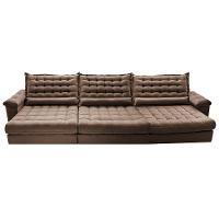Sofá Retrátil e Reclinável 4,15m Molas Ensacadas Cama inBox Big Space com Bordado 3D Velusoft Castor - 5