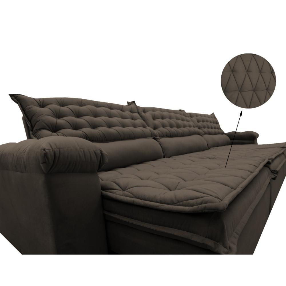 Sofá Retrátil e Reclinável 4,12m Molas Ensacadas Cama inBox Botonê Espuma Viscoelástico Café - 4